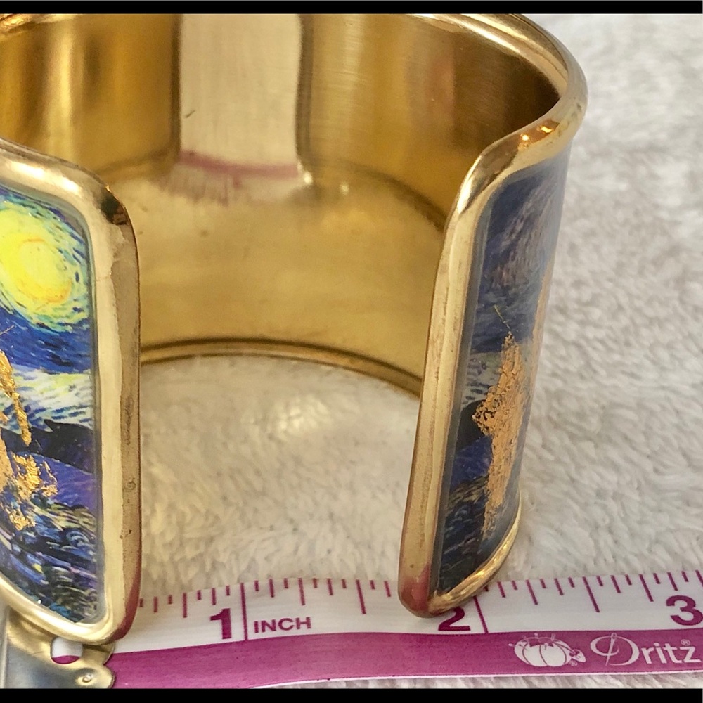 SOLD.  24k Flecked-Gold Leaf Starry Night Cuff - Picture 6 of 6